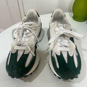 NB White and Green 327 Sneakers